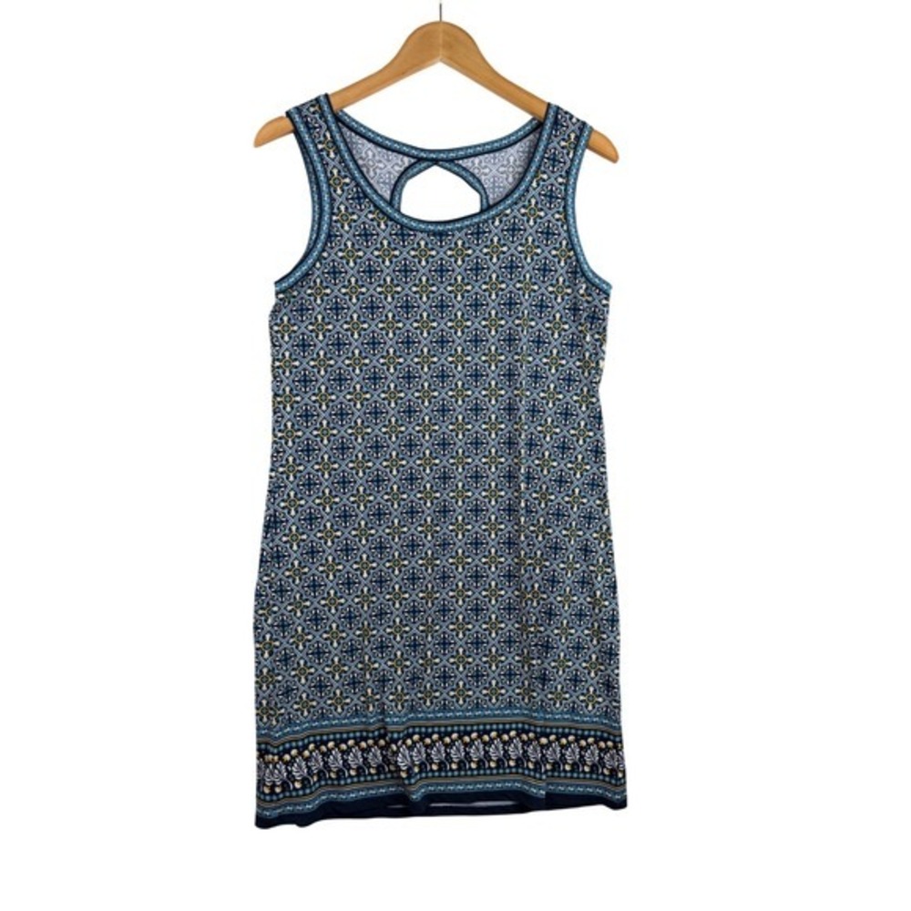 Max Studio Women's‎ Sleeveless Geometric Pattern A Line Dress size Medium Blue